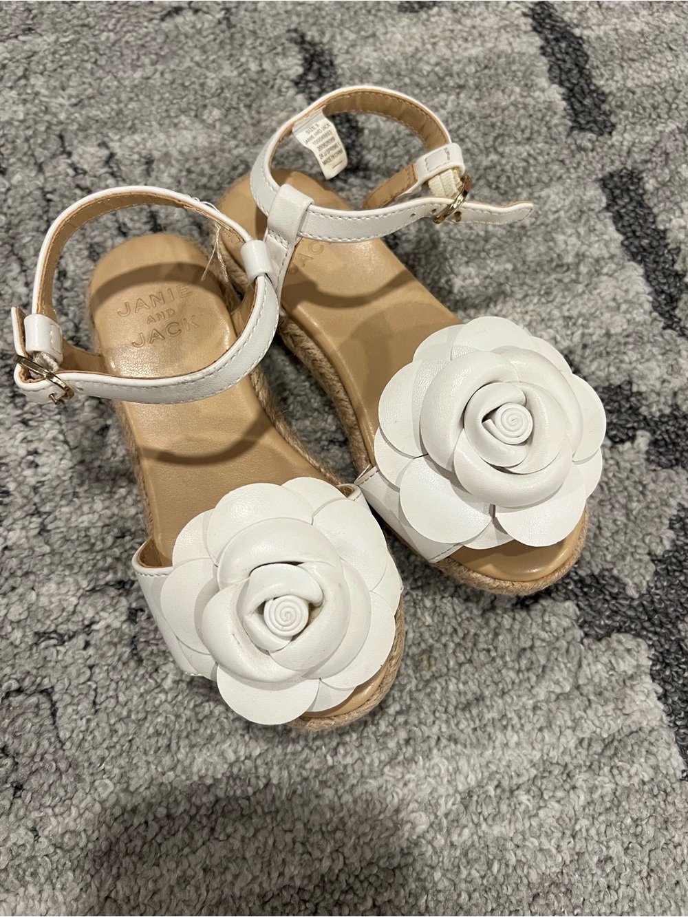 Janie and Jack White Leather Ankle Strap Sandals